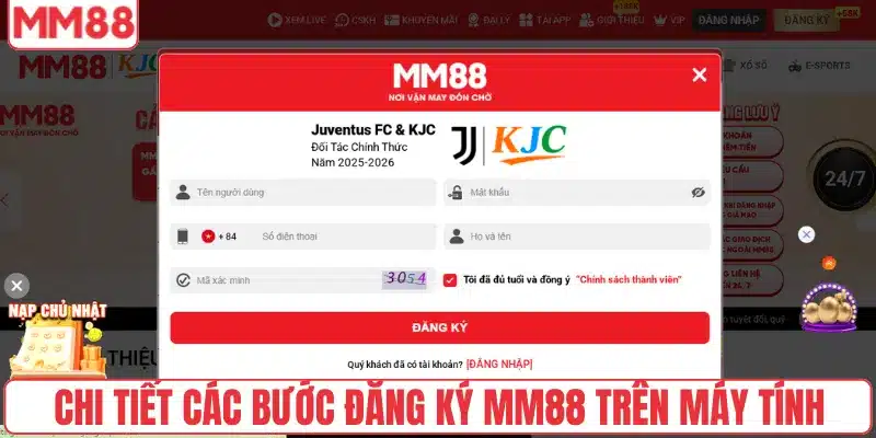 Chi tiết các bước đăng ký MM88 trên máy tính